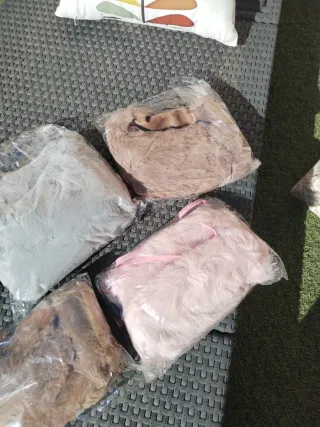 Bolsos de peluche (marrón y rosa)