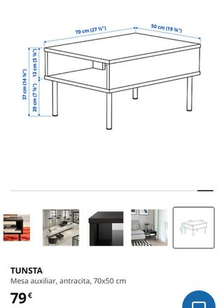 Mesa auxiliar baja IKEA Tunsta negra
