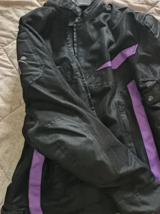 Giacca da moto donna nera e viola