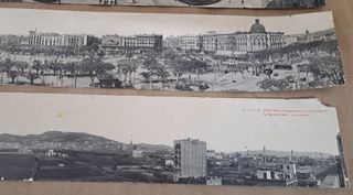 4 Postales Panorámicas Barcelona Antiguas