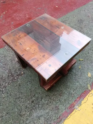 Mesa centro madera y cristal Discoteca masia