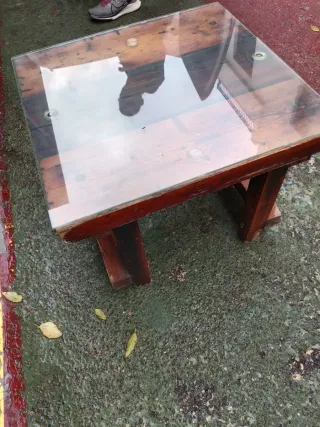 Mesa centro madera y cristal Discoteca masia