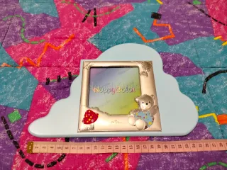 Cornice portafoto bimbo con orsetto in argento