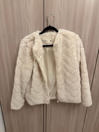 Pelliccia color panna come nuova, no difetti