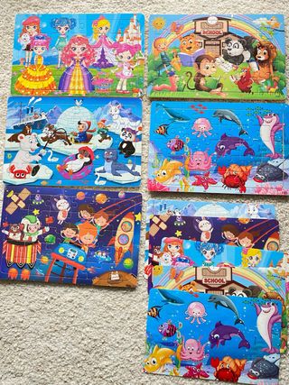 Lote 5 Puzzles de madera Infantiles 22x15cm