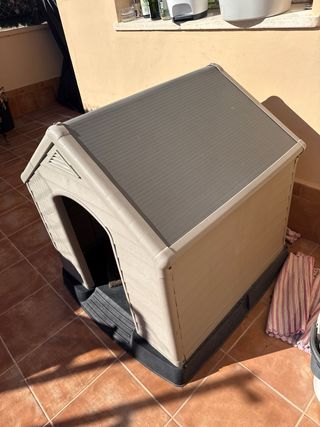 Caseta perro grande PVC beige/negro