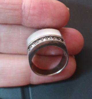 Anillo Plata,  marcasitas y Nácar