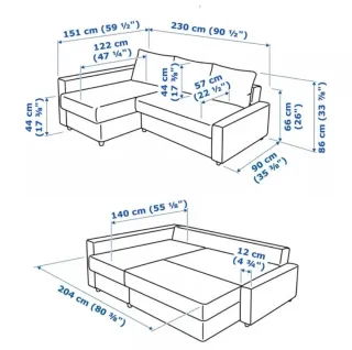 Sofá Cama IKEA Gris Tela