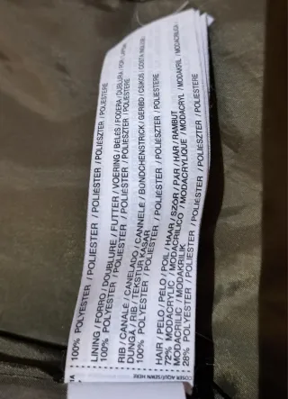 Anorak Mango Verde Talla S con Cuello Pelo