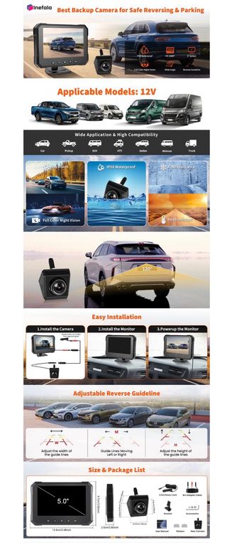 NUEVO! (40€) Cámara Marcha Atrás 5 IP68 pantalla 5