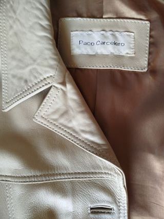 Cazadora cuero beige Paco Cerrato Talla 40
