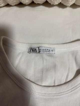 Top Zara blanco canalé