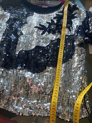 Blusón lentejuelas negro y plata talla única