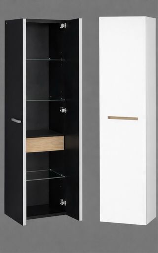 Mueble de baño alto blanco y negro