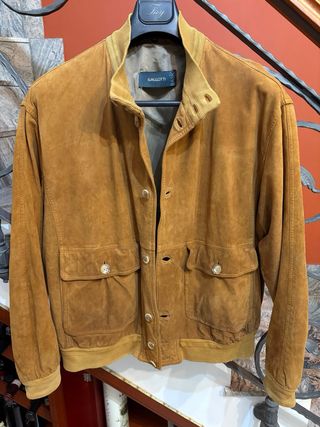 Giubbino bomber in vera  pelle scamosciata vintage