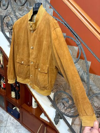 Giubbino bomber in vera  pelle scamosciata vintage