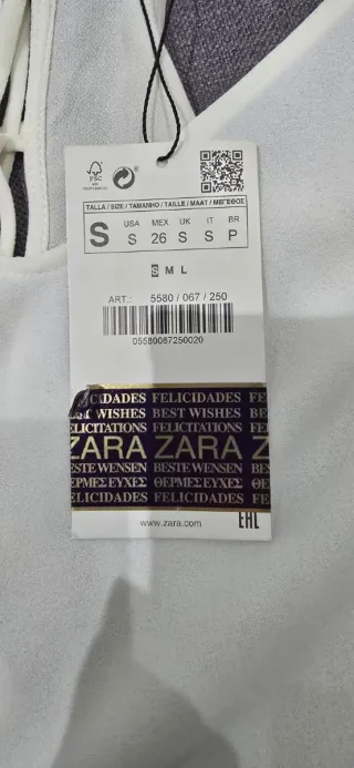 Top Zara Blanco Talla S