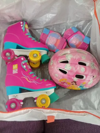 Patines niña Talla 34 + Casco y Rodilleras