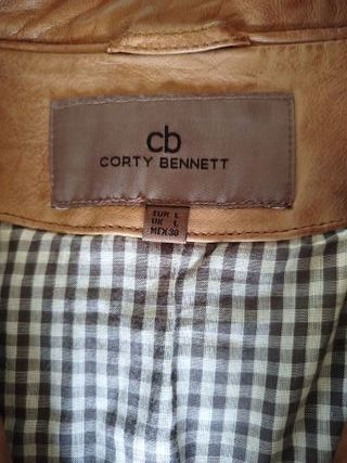 Cazadora Cuero Marrón Hombre Talla L