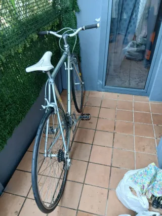 Bicicleta de carretera plateada