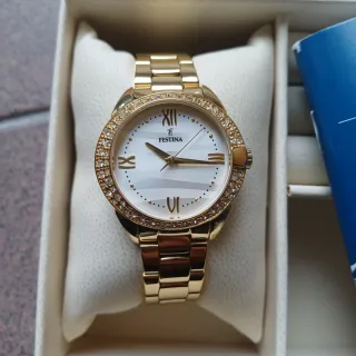 Joyero+Reloj Festina Dorado con Pedrería y Detalle