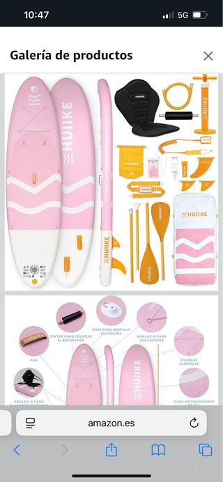 Tabla de surf HUIKE rosa con accesorios