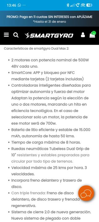 Patinete eléctrico Smartgyro Crossover Dual Max 2