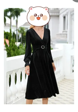 Vestido Terciopelo Negro Escote V