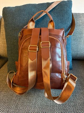 Zaino antifurto similpelle marrone nuovo