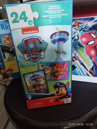 Lote 4 Puzzles Paw Patrol y Spiderman