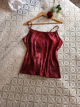 Top elegante Rojo y Flores T XL