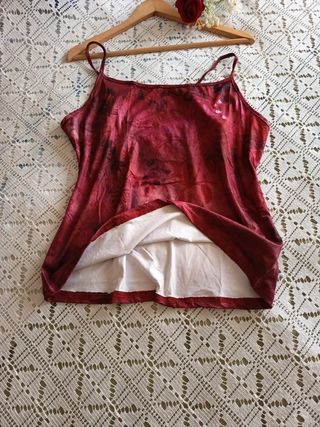 Top elegante Rojo y Flores T XL