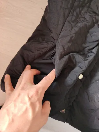 Zara Chaquetón Negro Mujer Cuello Alto Relieve