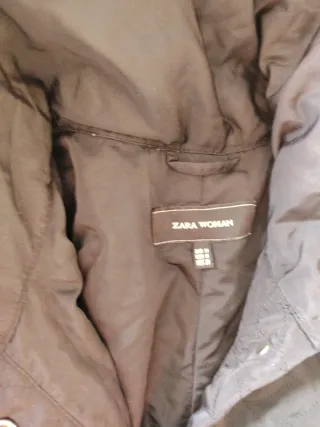 Zara Chaquetón Negro Mujer Cuello Alto Relieve