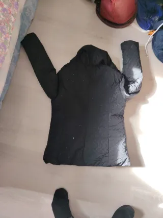 Zara Chaquetón Negro Mujer Cuello Alto Relieve