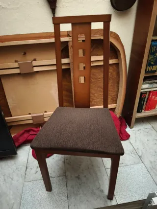 Pack 6 Sillas Comedor Madera Tapiz Marrón