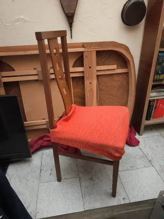 Pack 6 Sillas Comedor Madera Tapiz Marrón