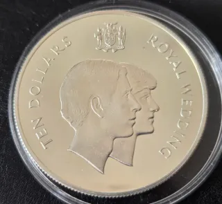 Moneda Plata Boda Real Jamaica 10 Dólares 1981