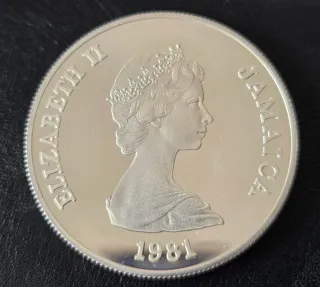 Moneda Plata Boda Real Jamaica 10 Dólares 1981