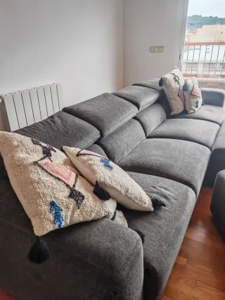 Sofá 4 plazas ajustable gris