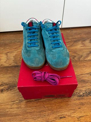 Zapatillas CH ante azul turquesa