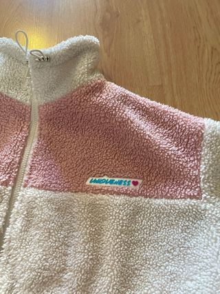 Chaqueta polar mujer rosa y blanco