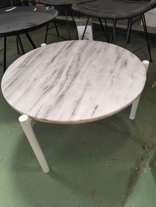 Mesa de centro 58x58x35 Metal blanco mármol