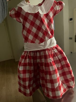 Vestido niña cuadros rojo y blanco Talla 7/8