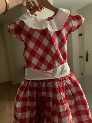 Vestido niña cuadros rojo y blanco Talla 7/8