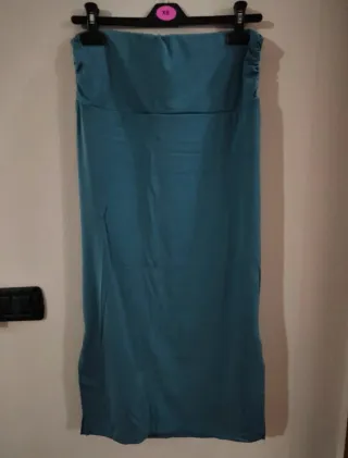 Gonna premaman lunga blu petrolio taglia s