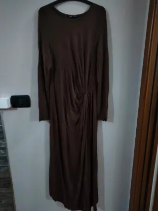 Vestito premaman lungo marrone con drappeggio