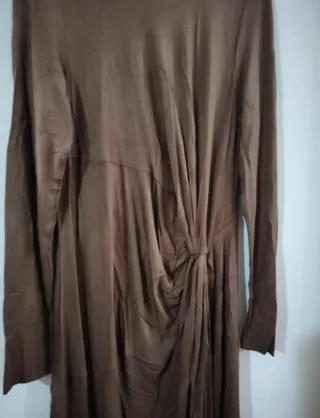 Vestito premaman lungo marrone con drappeggio