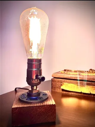 Lámpara Diseño Retro Madera y Metal