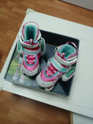 Patines Hudora rosas y blancos talla 26-29